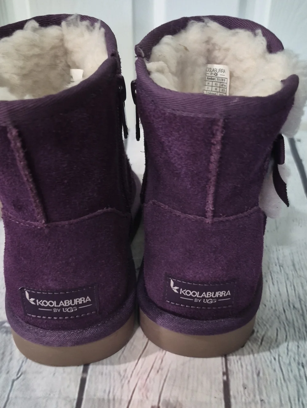 EUC Koolarburra Ugg Girl's Suede Fur Lined Bow Boots Plum Size 4