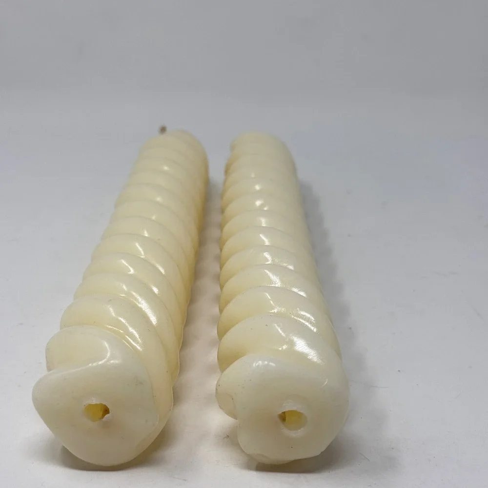 Vintage Oversized Ivory Spiral Candles Pair Twisted Barley Twist
