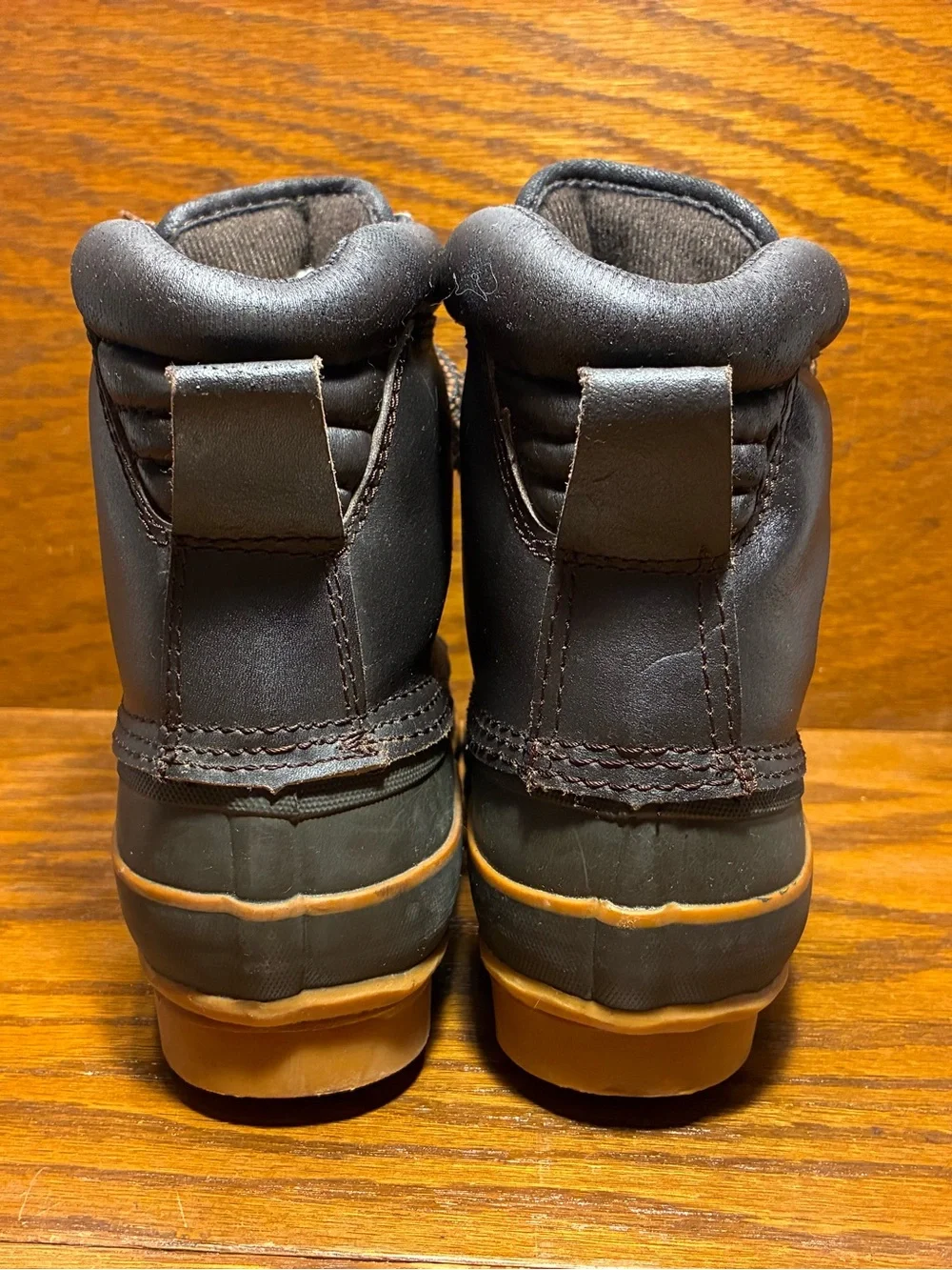 VTG Kids Thinsulate Insulation Steel Shank Duck Boots Brown Leather Green Rubber