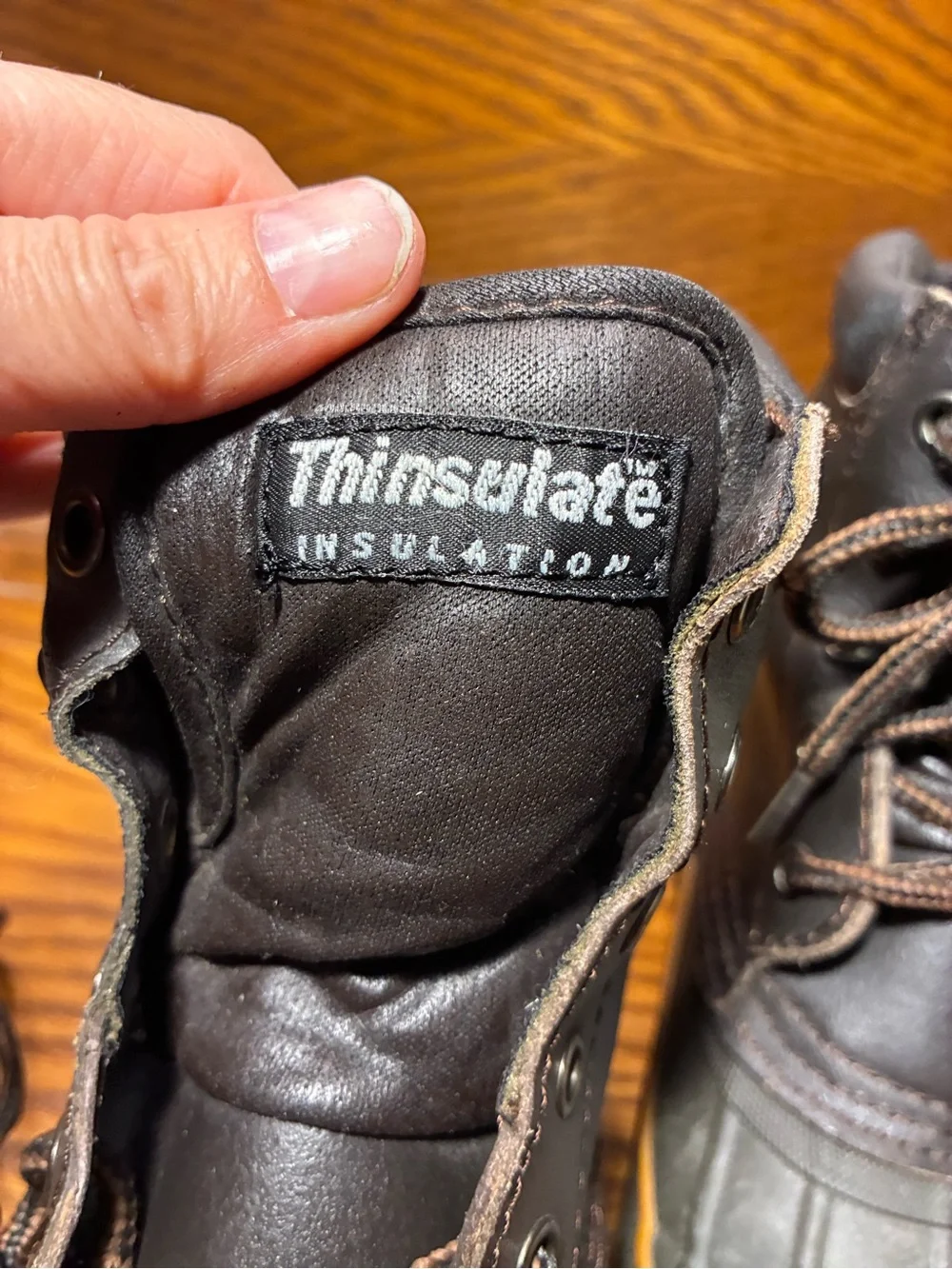 VTG Kids Thinsulate Insulation Steel Shank Duck Boots Brown Leather Green Rubber