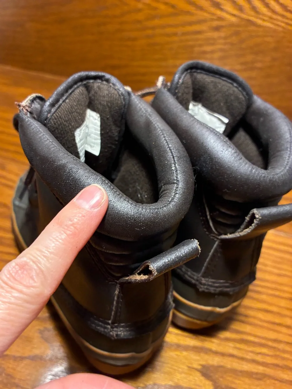VTG Kids Thinsulate Insulation Steel Shank Duck Boots Brown Leather Green Rubber