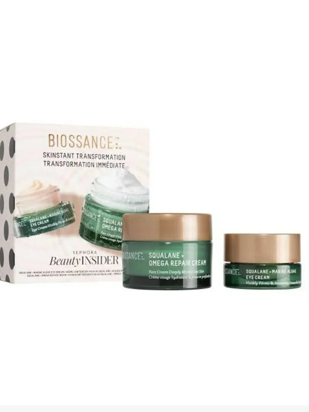 Biossance Squalane Marine Algae Eye Cream 3ml & Omega Repair Cream 15ml Duo NIB
