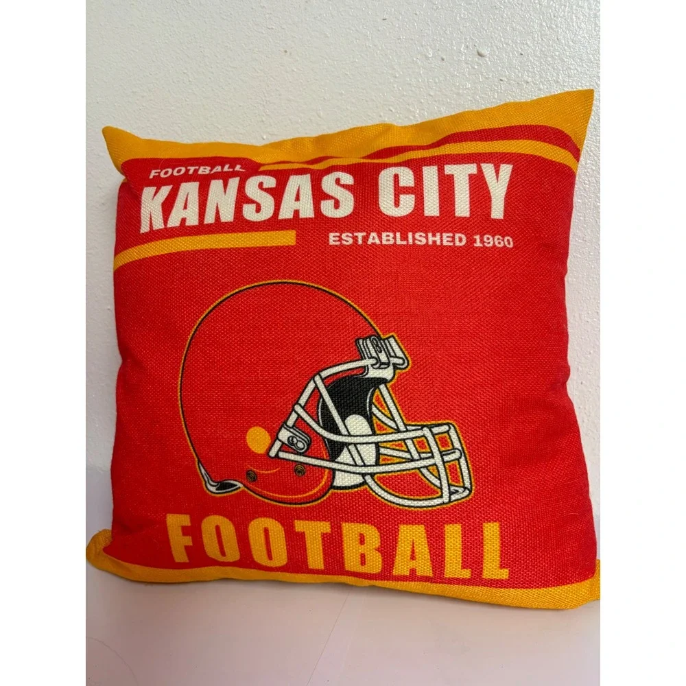 Kansas City Football Throw Pillows Set of‎ 2 Red Yellow Vintage Style 16x16