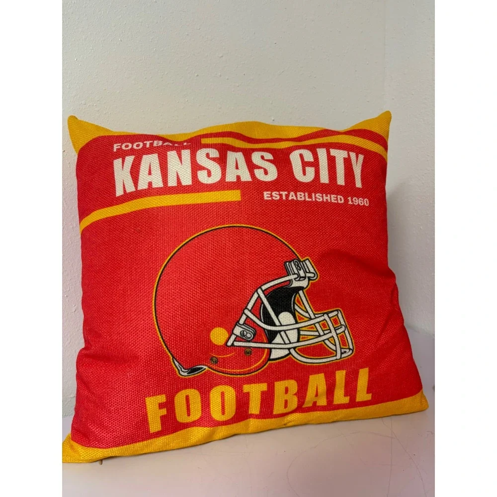 Kansas City Football Throw Pillows Set of‎ 2 Red Yellow Vintage Style 16x16