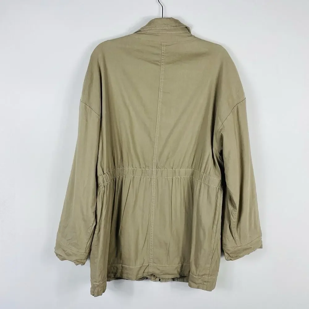 Good Hart Matilda Jane Size Large Memphis Cargo Jacket Camel Tan Linen Blend