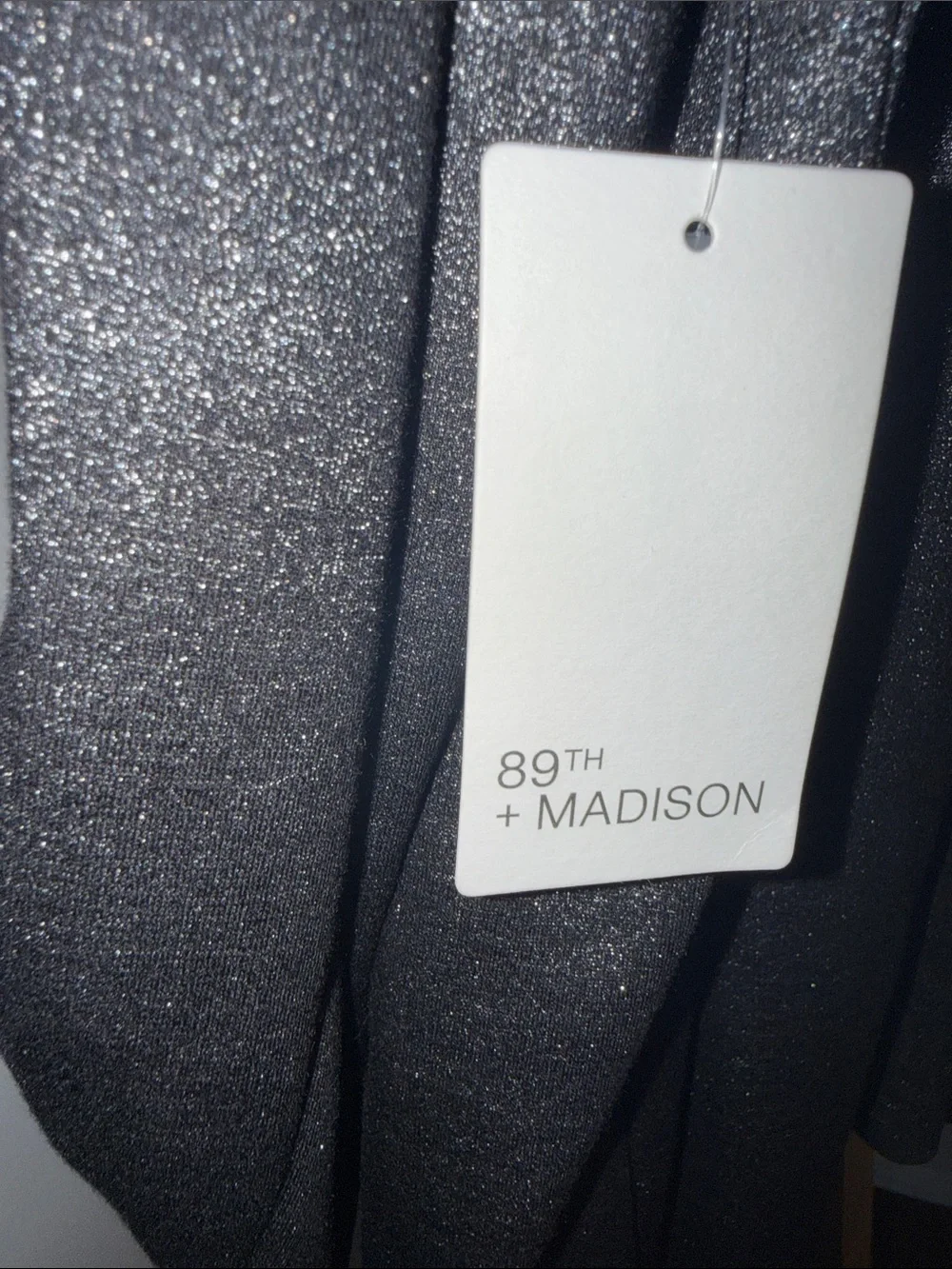 89th & Madison Black Shimmery Open Blazer