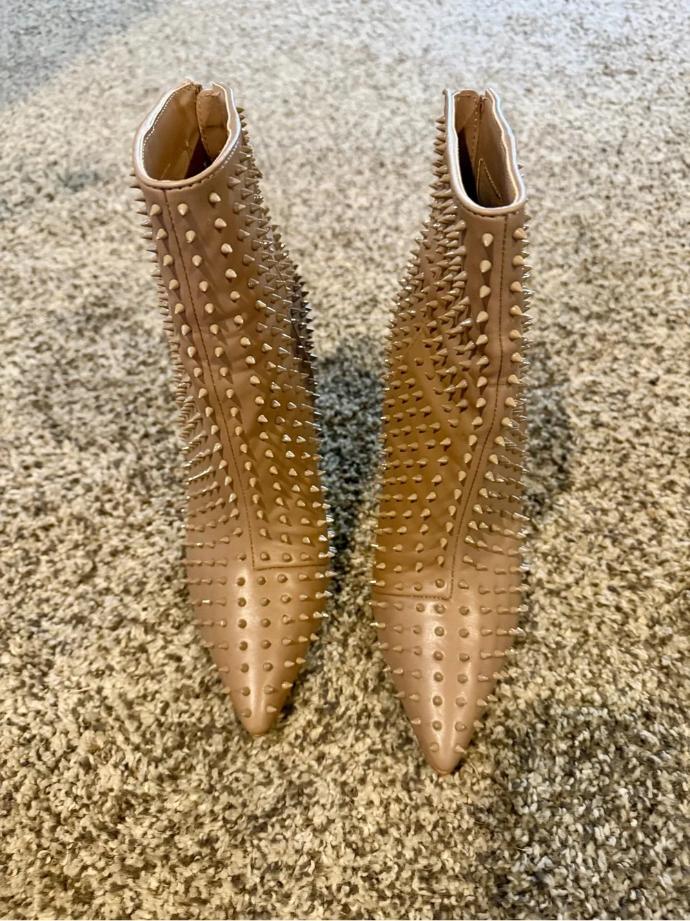 Steve Madden Studded Pointed Toe Ankle Boots in Taupe