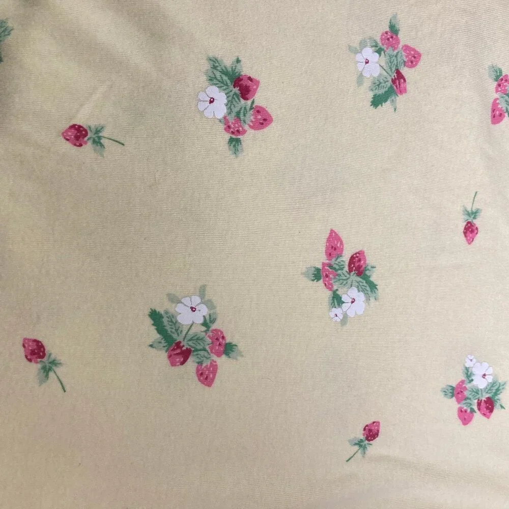 Pajama Set Pale Yellow Camisole & Pants Strawberries, Sweet, Comfy, XL or 1X