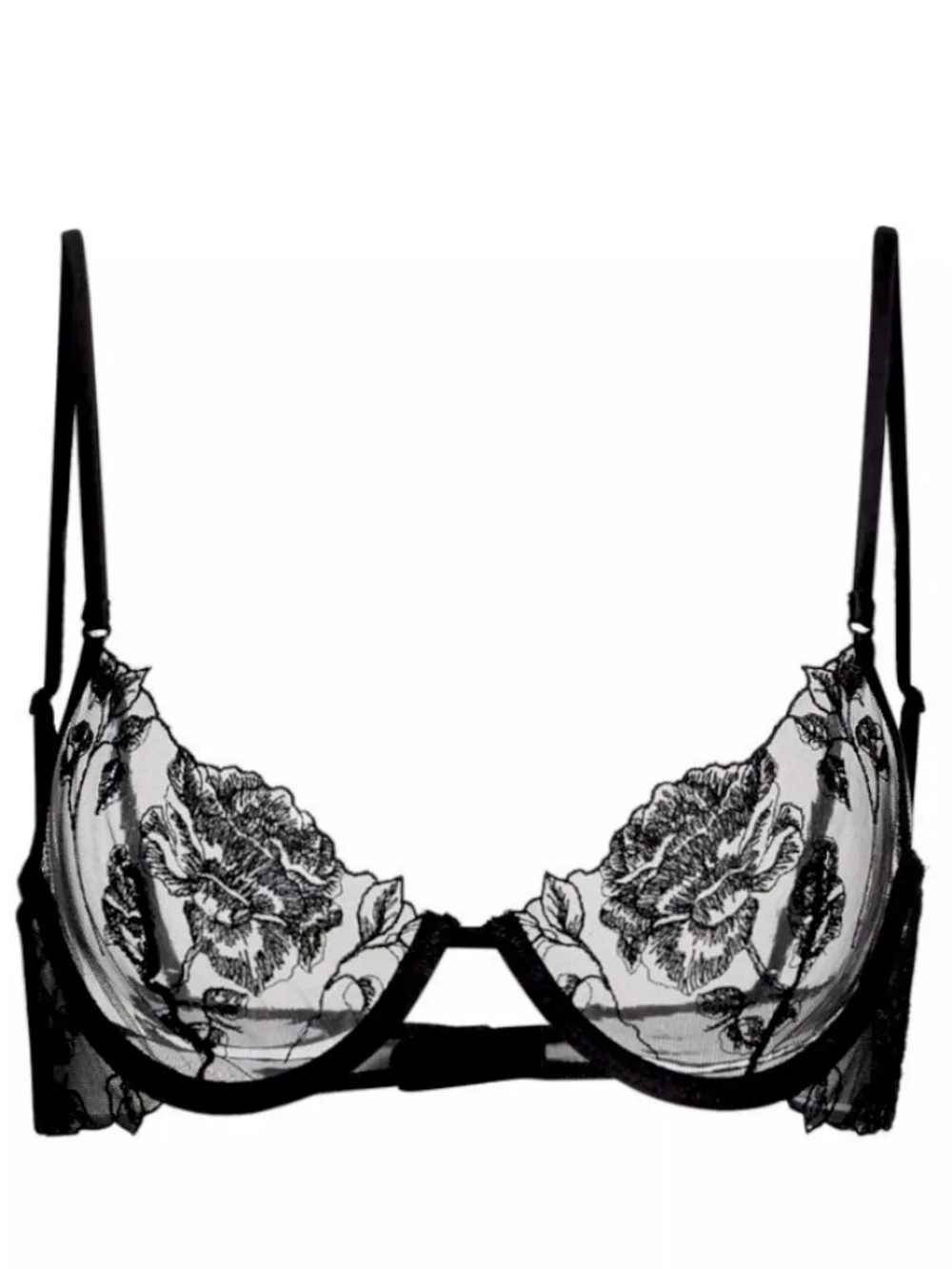 Kiki de Montparnasse Dominique Black Silk Lace Demi Bra 34D