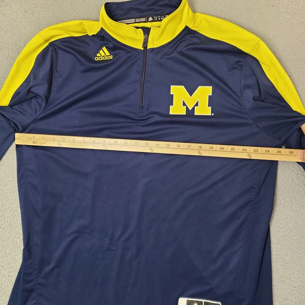 Michigan Wolverines Adidas‎ Pullover Sweatshirt Mens XL Blue 1/4 Zip Climalite