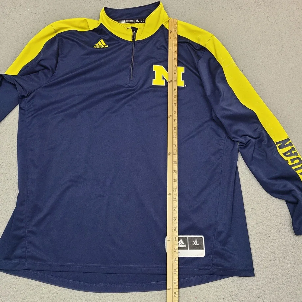 Michigan Wolverines Adidas‎ Pullover Sweatshirt Mens XL Blue 1/4 Zip Climalite