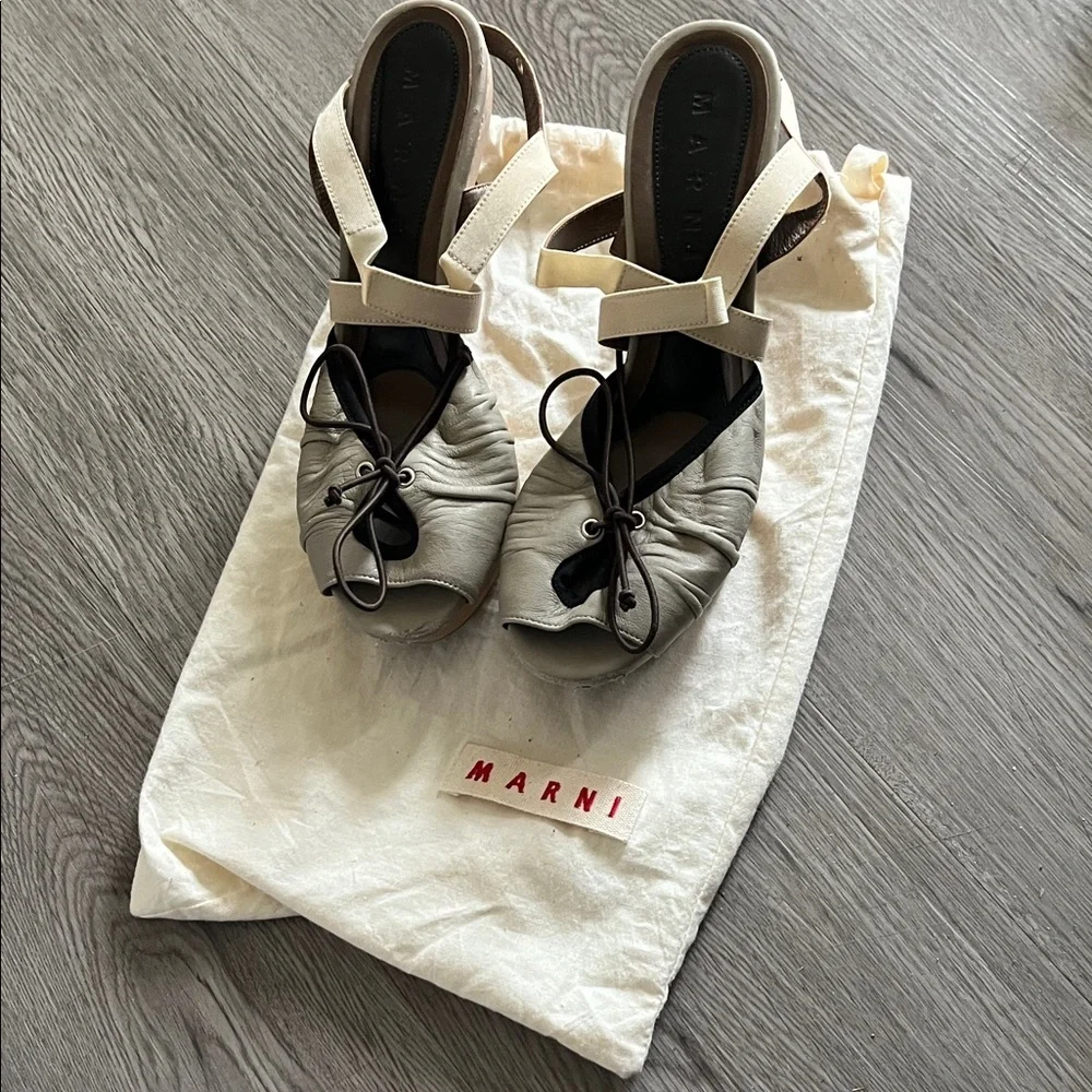 Vintage Marni Beige and Gray Platform Heels! Used a few times.