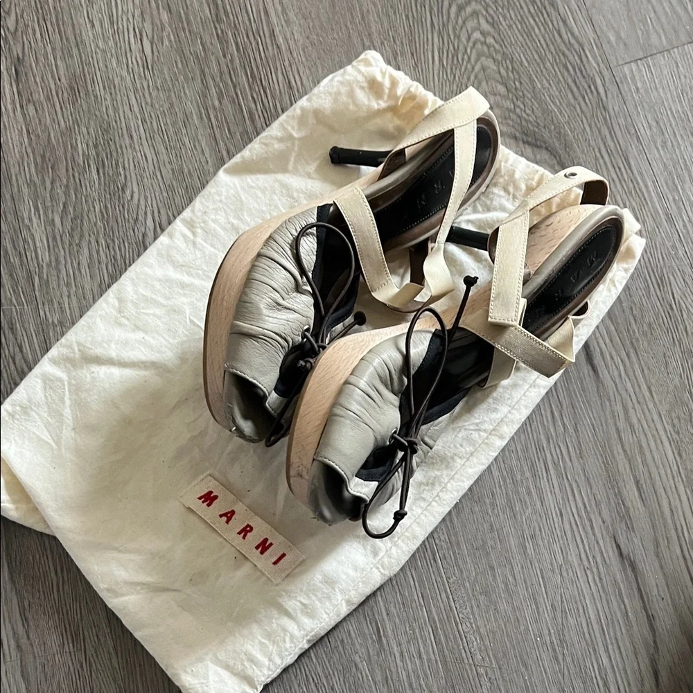 Vintage Marni Beige and Gray Platform Heels! Used a few times.