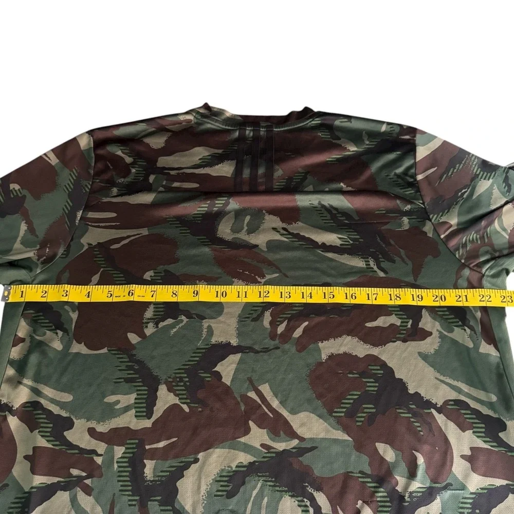 Adidas Shirt mens Large Green Camo Short Sleeve Distressed Prime Green