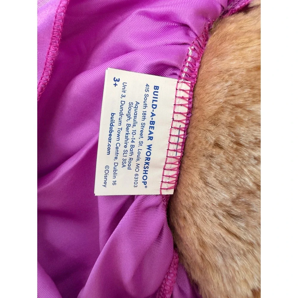 Build-A-Bear Disney Princess Rapunzel Teddy Bear Brown Plush Purple Sequin Dress