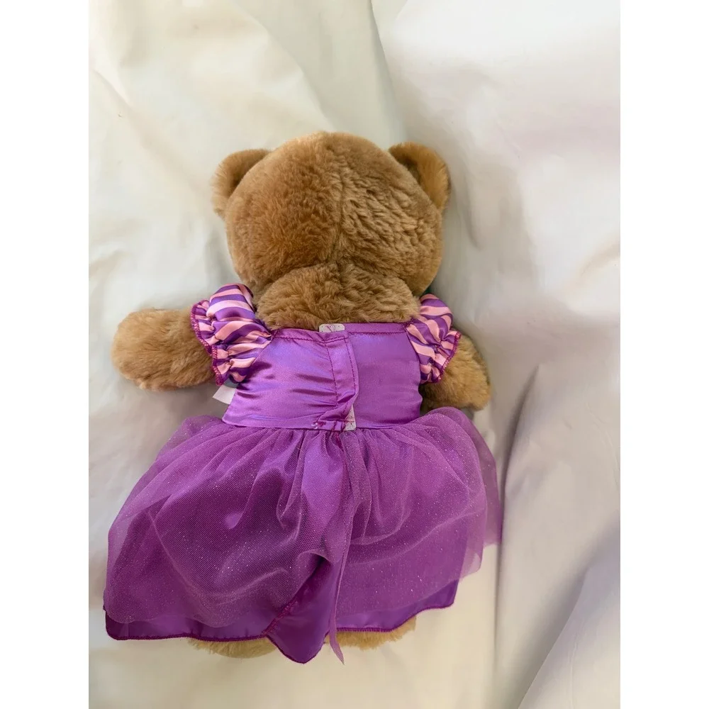 Build-A-Bear Disney Princess Rapunzel Teddy Bear Brown Plush Purple Sequin Dress