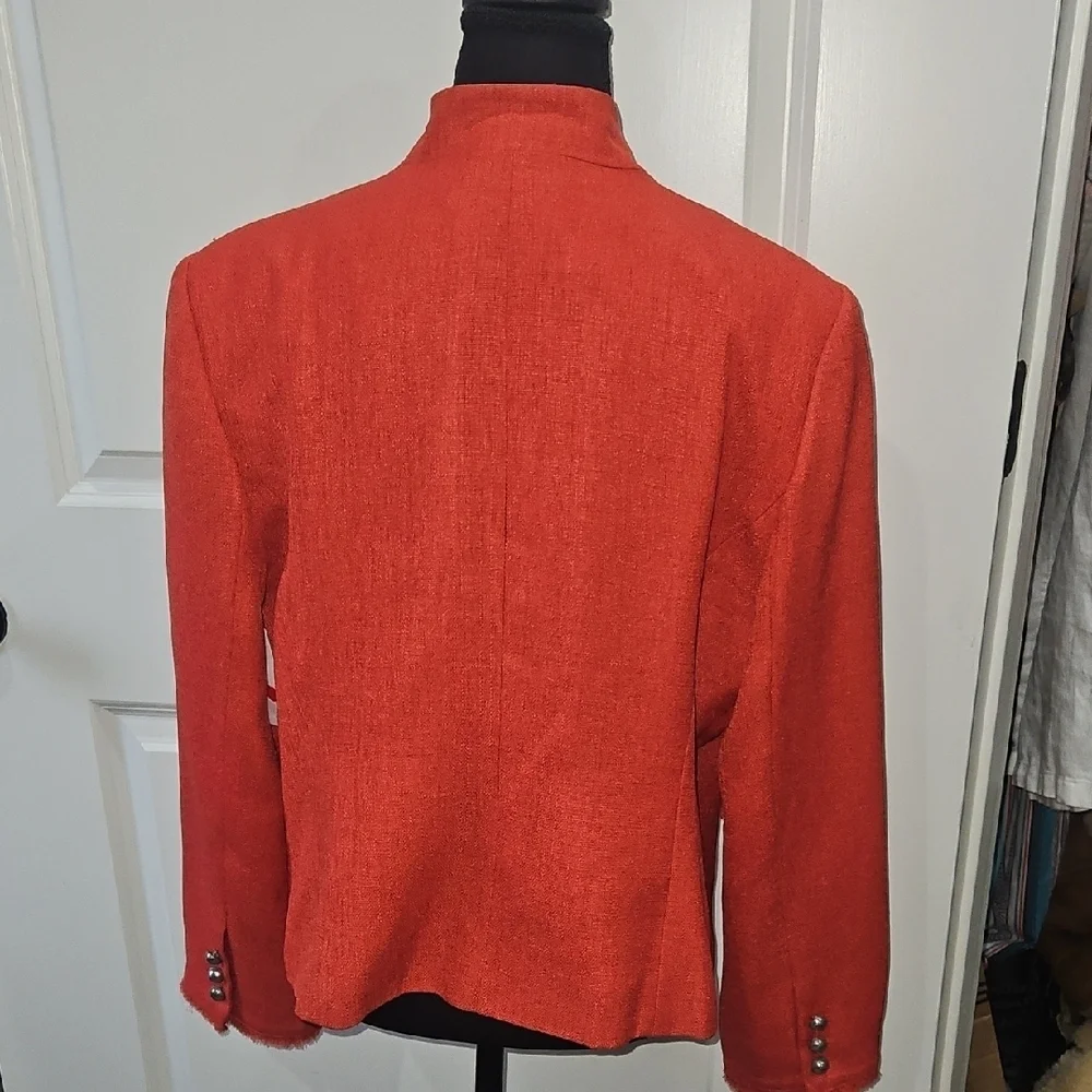 Elegant Red Button-Up Blazer