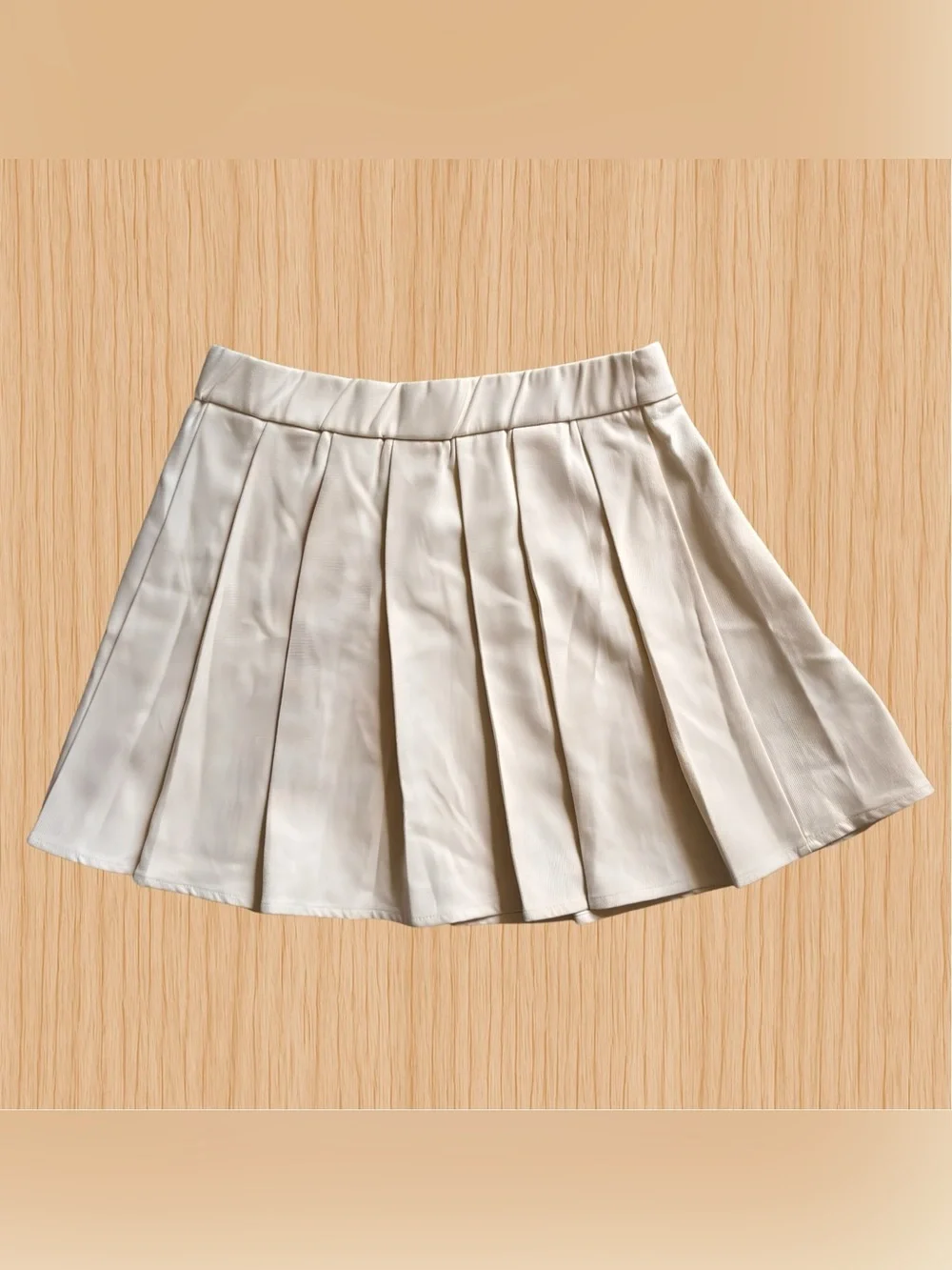 Cream Pleated Skater Mini Skirt