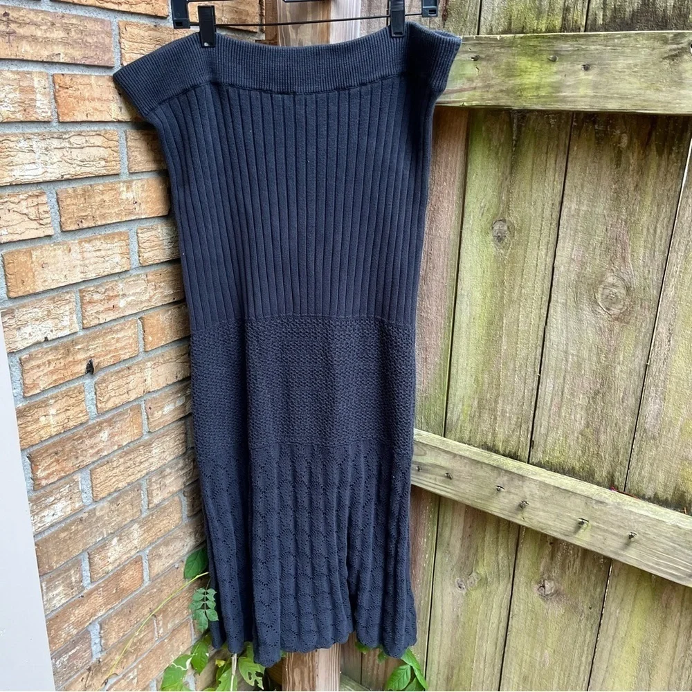 Free People Black Maxi Knit Skirt w/ Slit