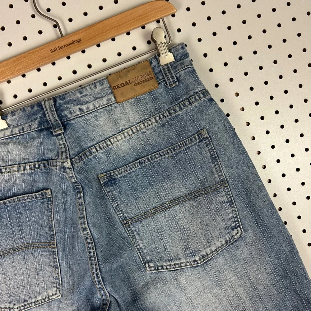 Regal Jeans Blue Denim Carpenter Shorts 34 Baggy Y2K Hip Hop Skater Light Wash