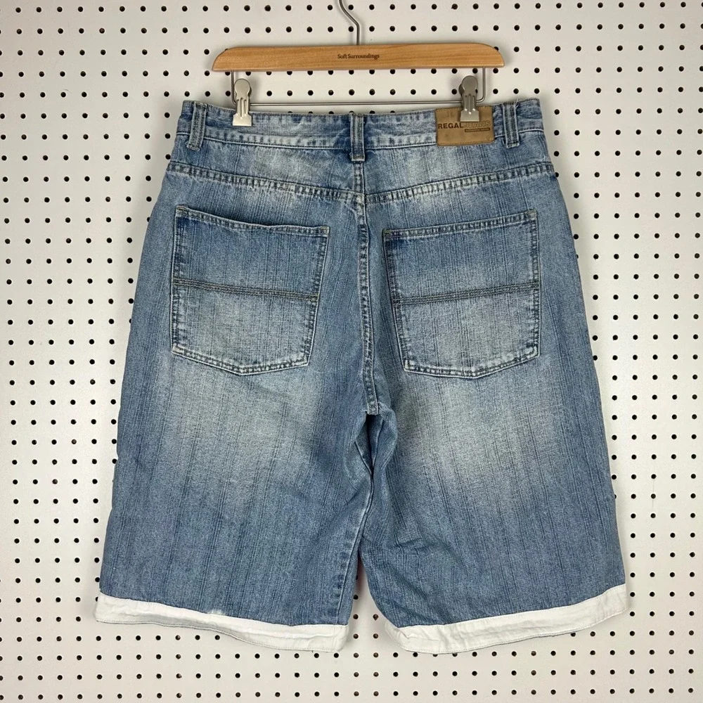 Regal Jeans Blue Denim Carpenter Shorts 34 Baggy Y2K Hip Hop Skater Light Wash