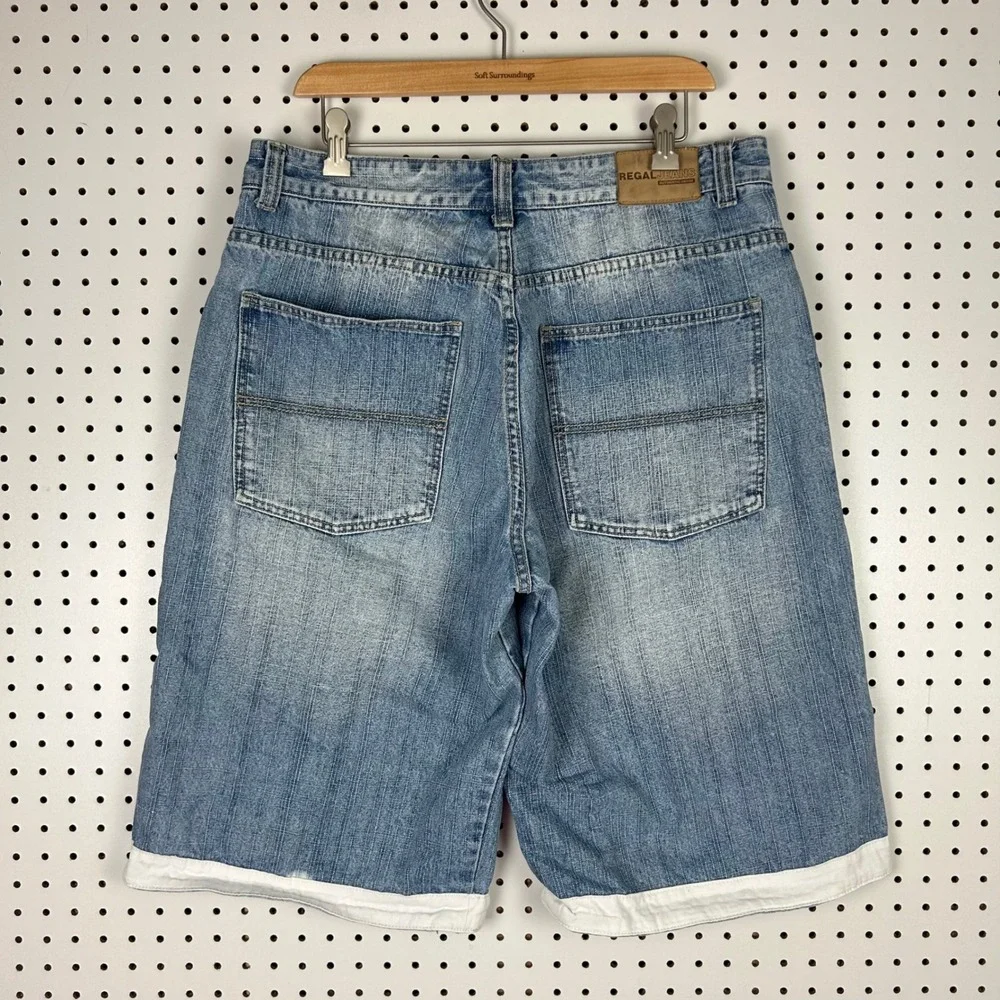 Regal Jeans Blue Denim Carpenter Shorts 34 Baggy Y2K Hip Hop Skater Light Wash