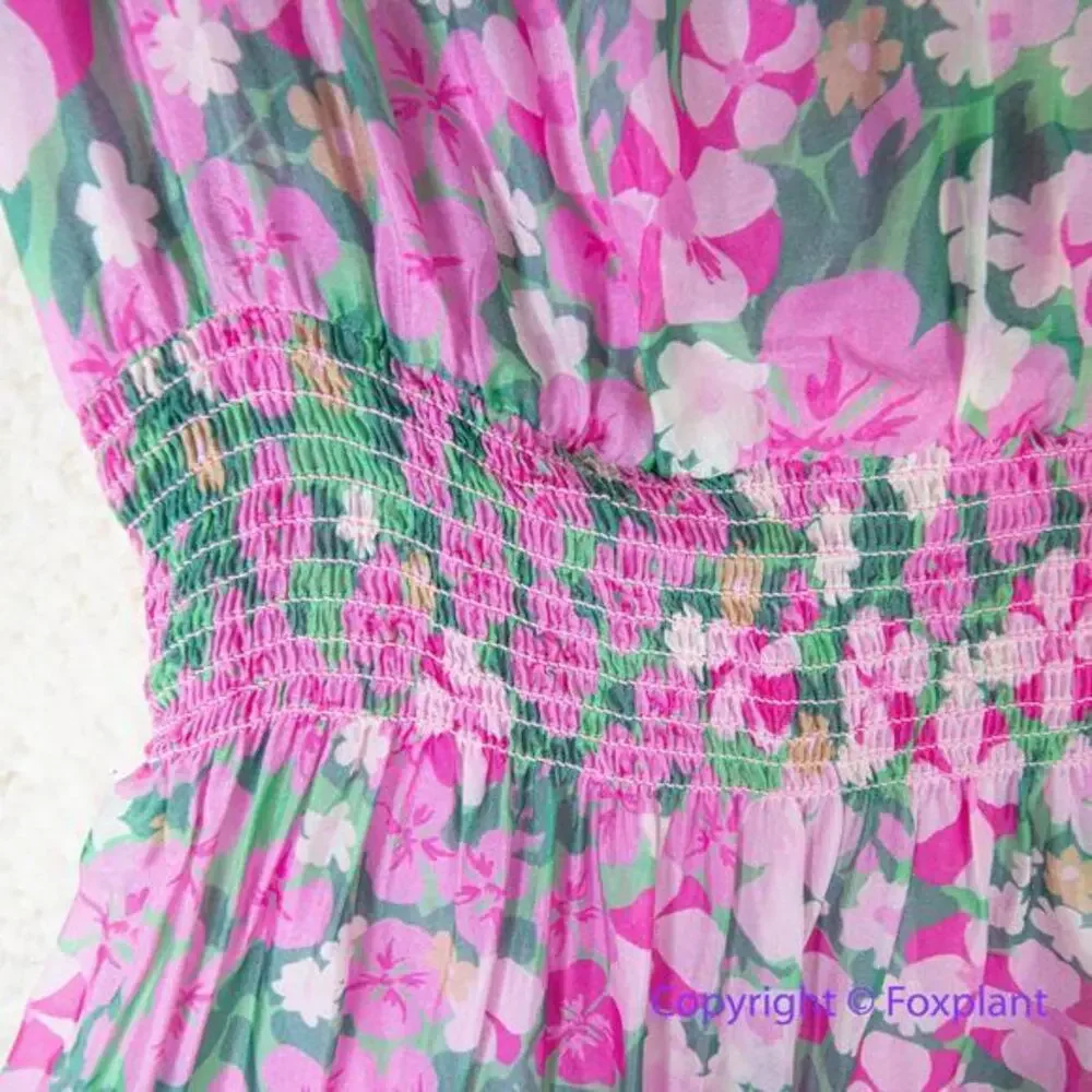 New! Vineyard Vines Silk Blend Montauk Daisy‎ Peapode Tea Rose Mini Dress, XS