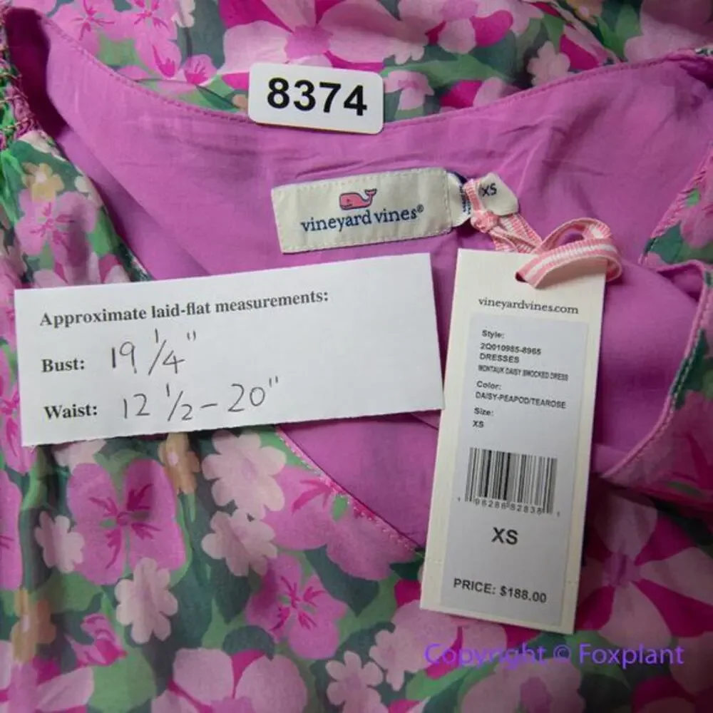 New! Vineyard Vines Silk Blend Montauk Daisy‎ Peapode Tea Rose Mini Dress, XS