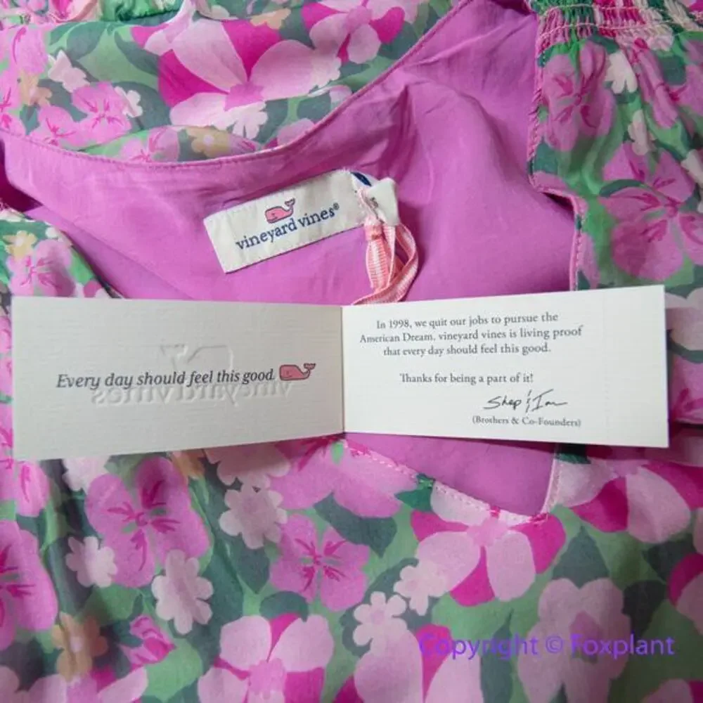 New! Vineyard Vines Silk Blend Montauk Daisy‎ Peapode Tea Rose Mini Dress, XS