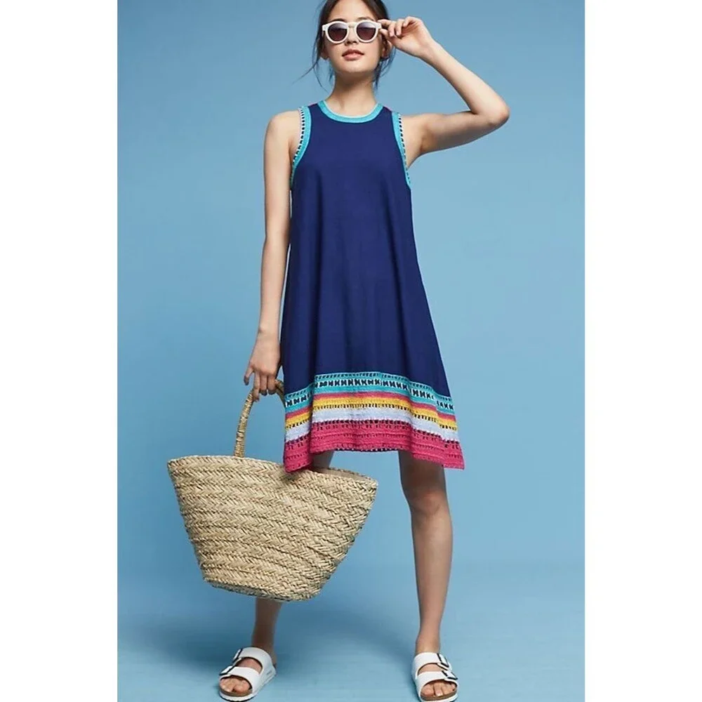 NWOT Akemi + Kin Anthropologie Crochet Trim Swing Dress