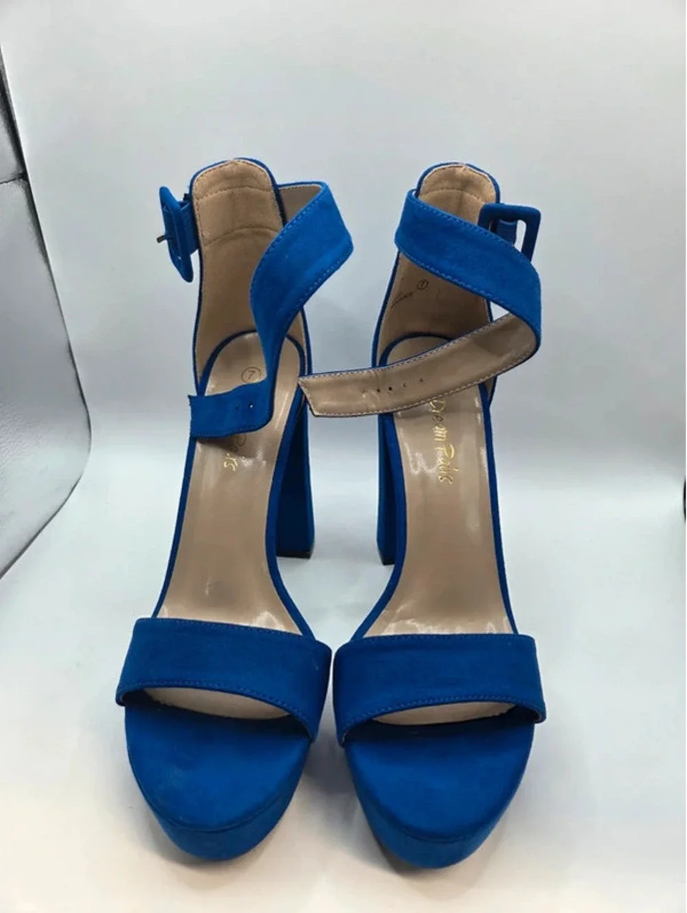 Dream Pairs Royal Blue Platform Block Heel Sandals Women's Size 7