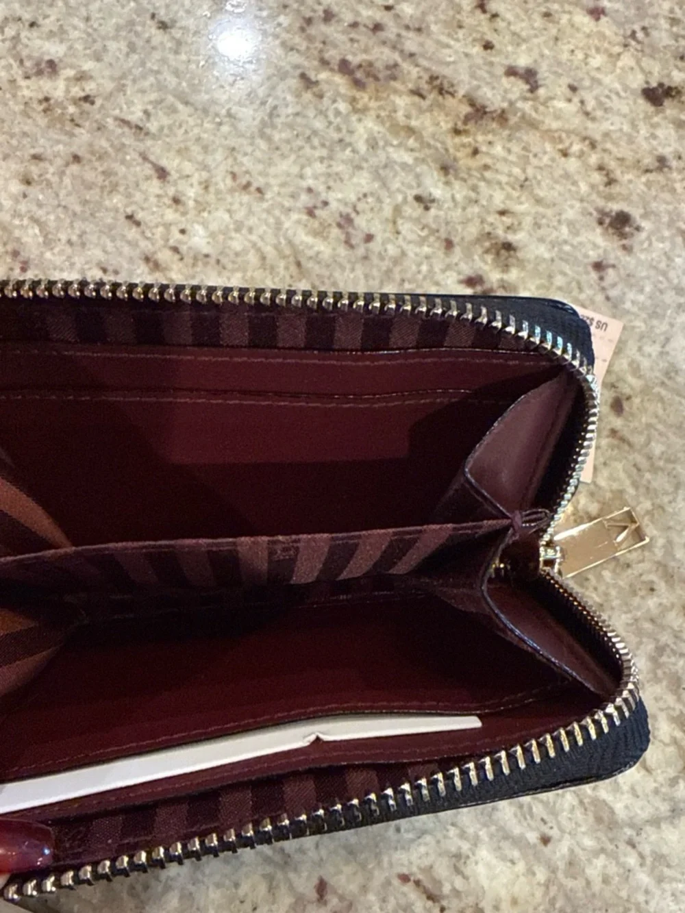 Victoria’s Secret Snake-Embossed Zip Wallet in Black and Taupe
