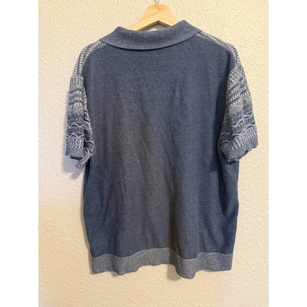 Frye Men's Short Sleeve Knit Sweater Pullover Modern Polo shirt Indigo Blue XXL