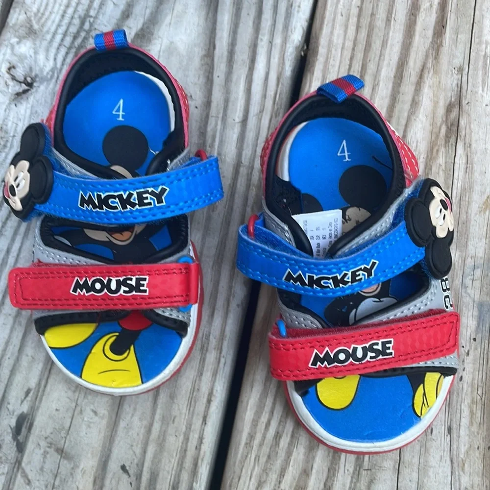 Disney Mickey Mouse Toddler Sandals Size 4 Blue Red