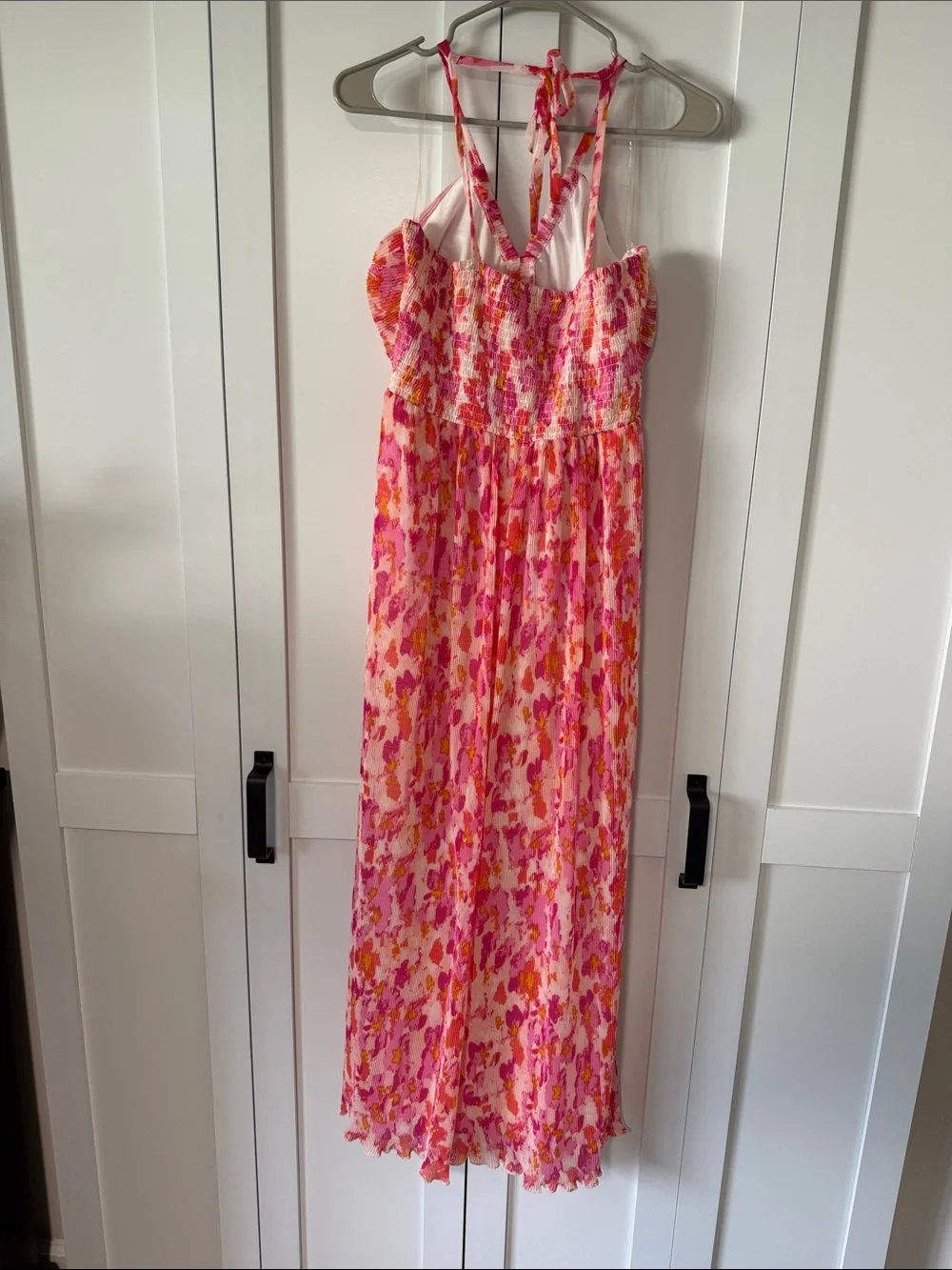 Pink Floral Halter Maxi Dress
