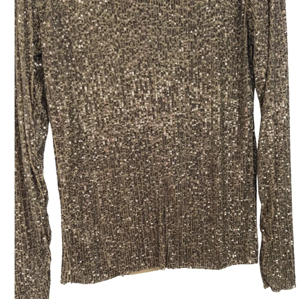 NWT Free People Intimately Gold Rush Long Sleeve Sequin Top Gold Size Large Glam