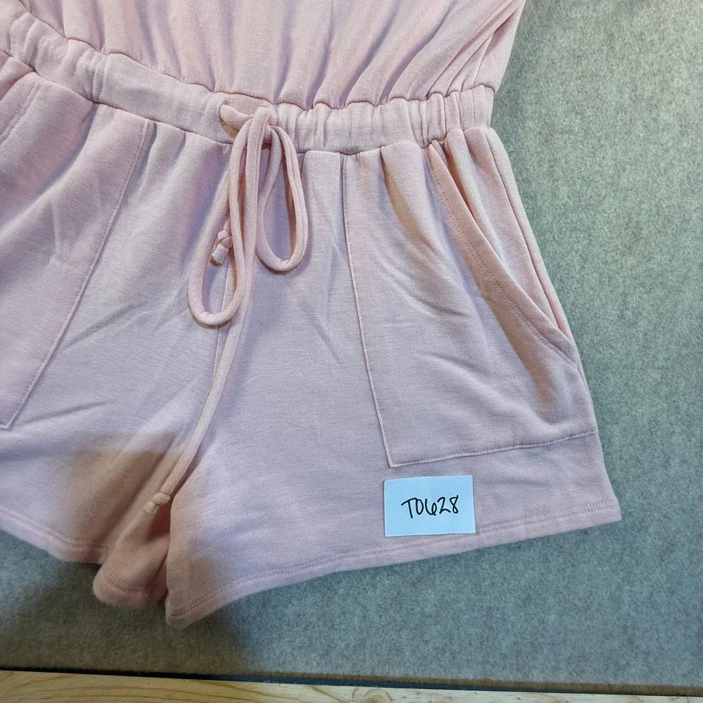 Pink Lily‎ Womens Short Sleeve Boat Neck Lounge Romper Pink Small T0628