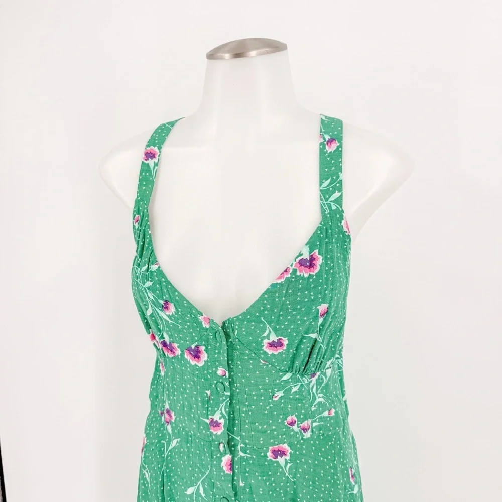 Free People Teal and Pink Floral Mini Dress