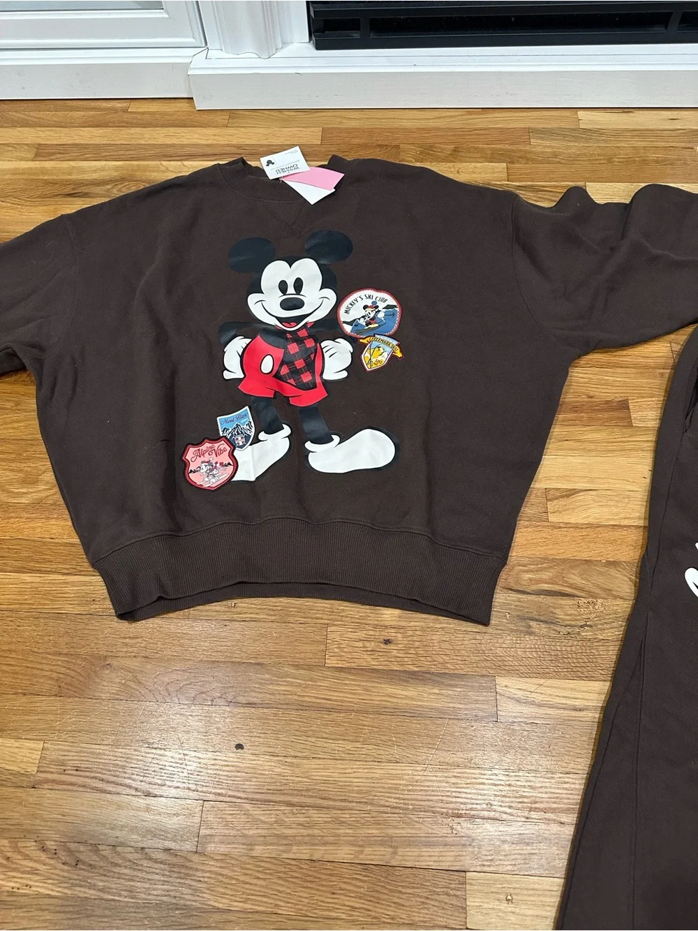Disney Mickey Mouse Brown Crewneck Sweatshirt & Sweatpants Set