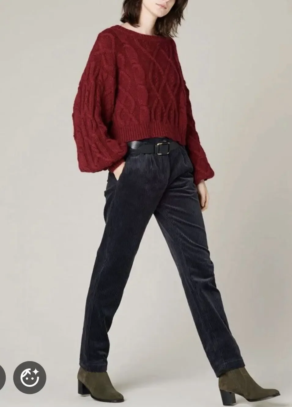 Sessun Pants Corduroy Rocco High Waisted Straight Leg Women Sz 42 US 10 Gray