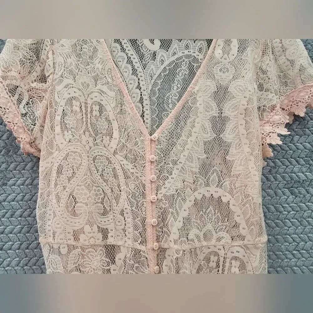 Torrid Blush/peach Lace Maxi Dress