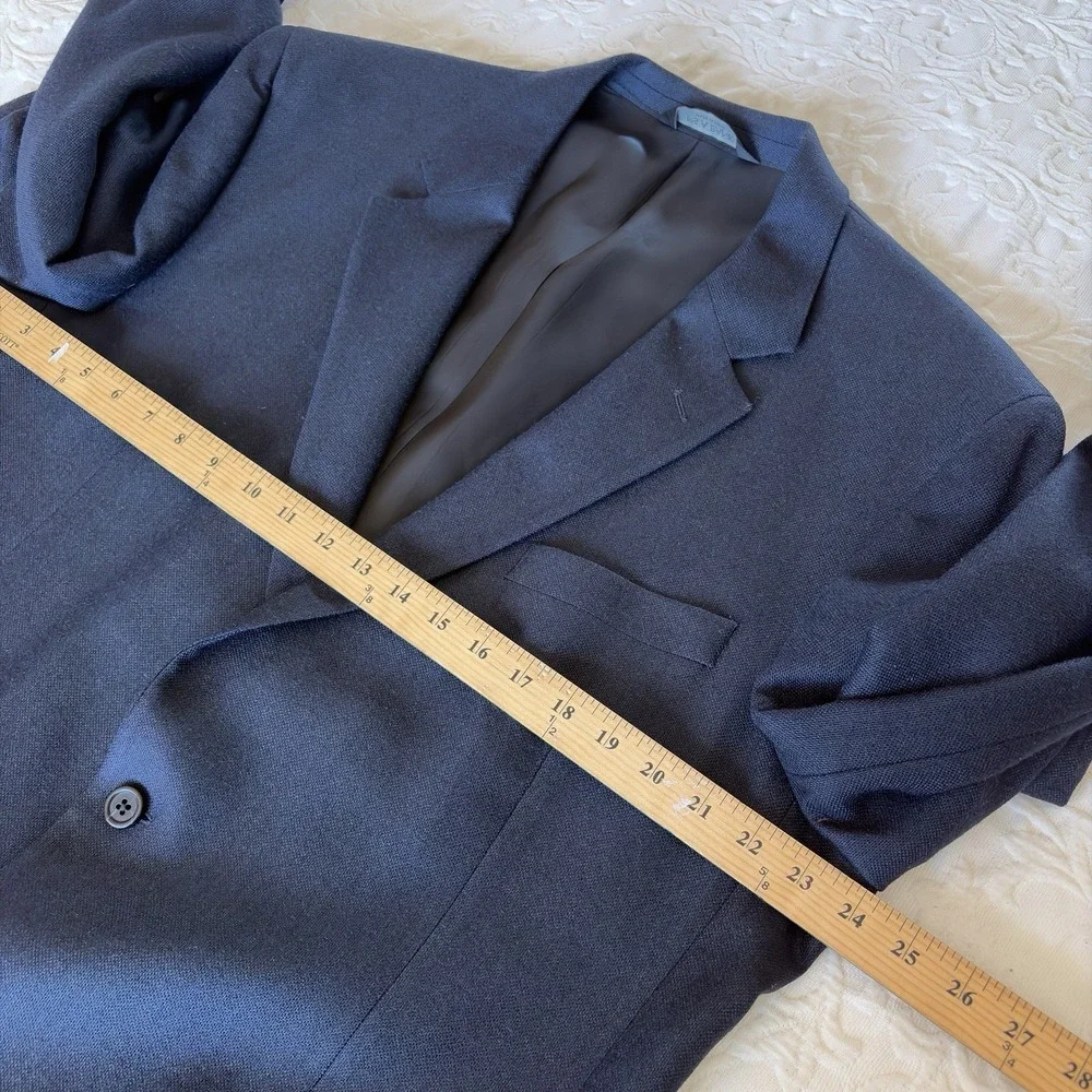 Jos A. Bank 46L Navy Wool Bamboo Rayon Sport Coat Blazer 2 Button Classic Mens