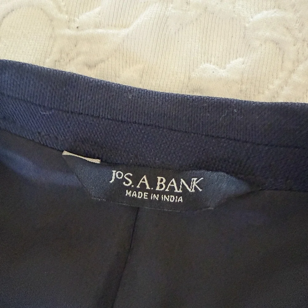 Jos A. Bank 46L Navy Wool Bamboo Rayon Sport Coat Blazer 2 Button Classic Mens