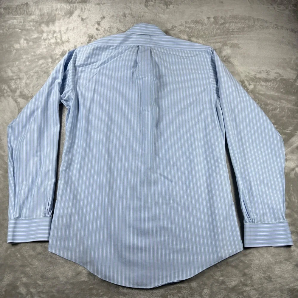 Brooks Brothers 1818 Regent Dress Shirt Mens 15 4/5 Blue Green Striped Non-Iron