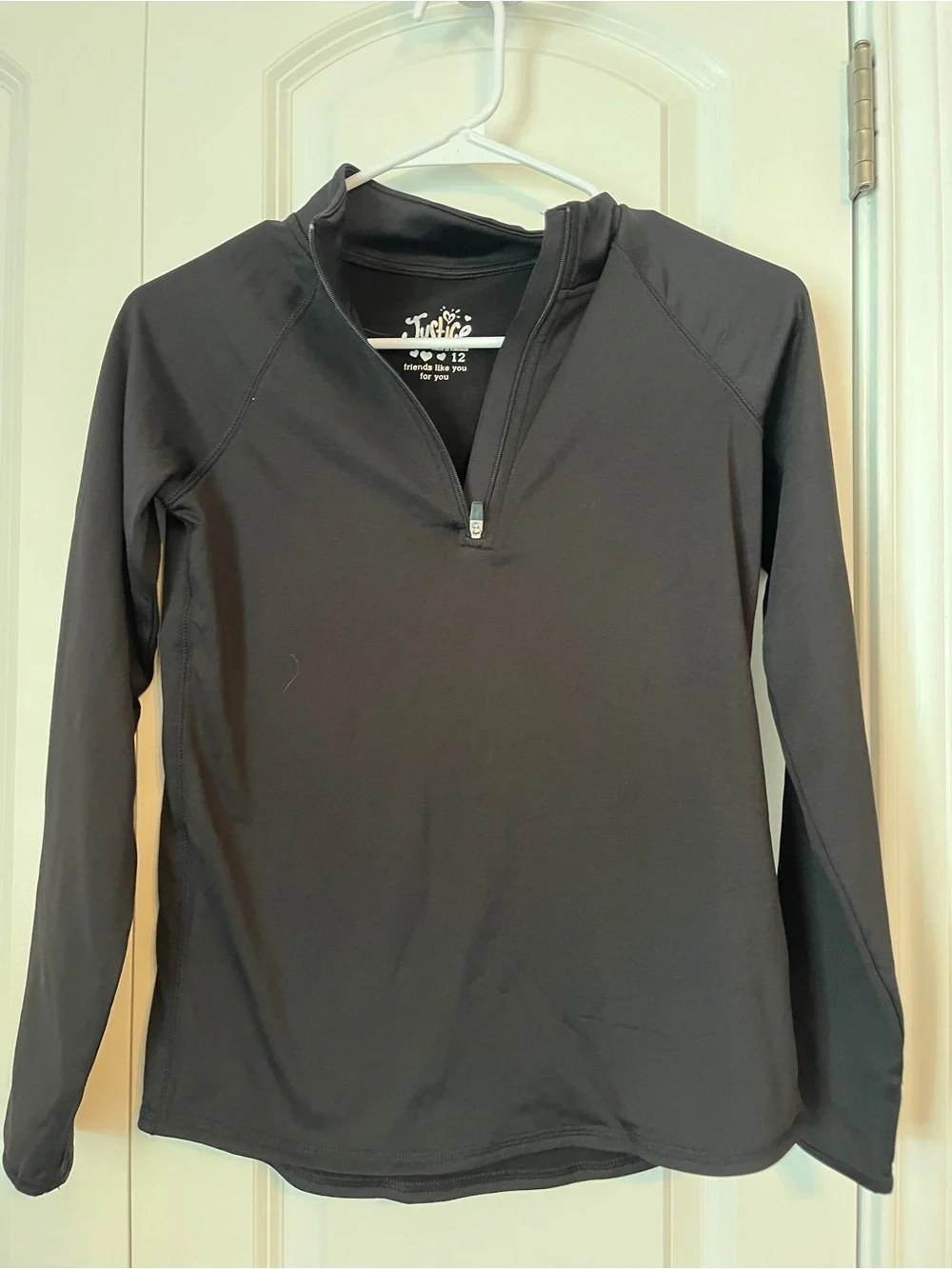 Justice Black Long-Sleeve Half-Zip Performance Top