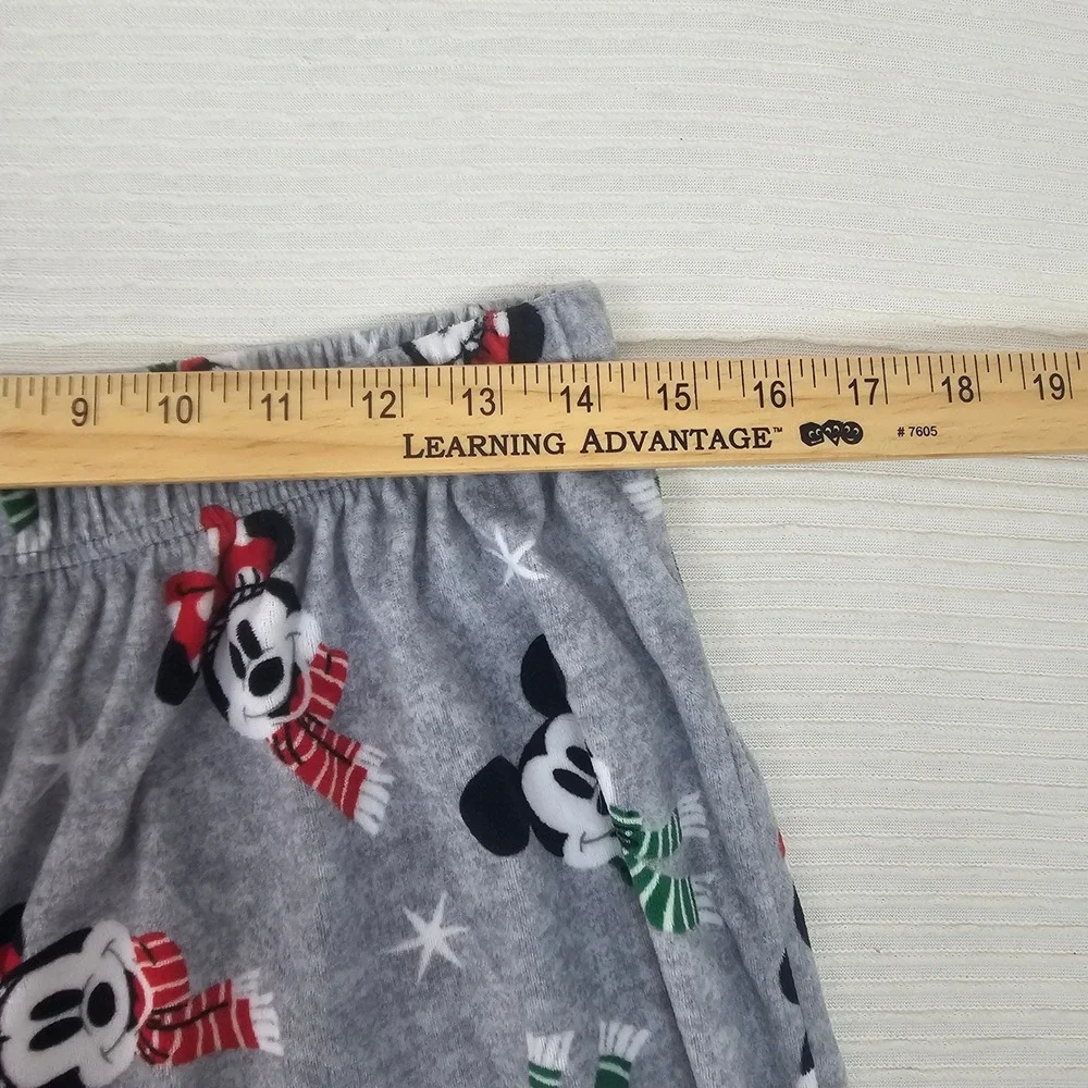 Disney Mickey Minnie Mouse Christmas Holiday‎ Fleece Pajama Pants Gray Medium