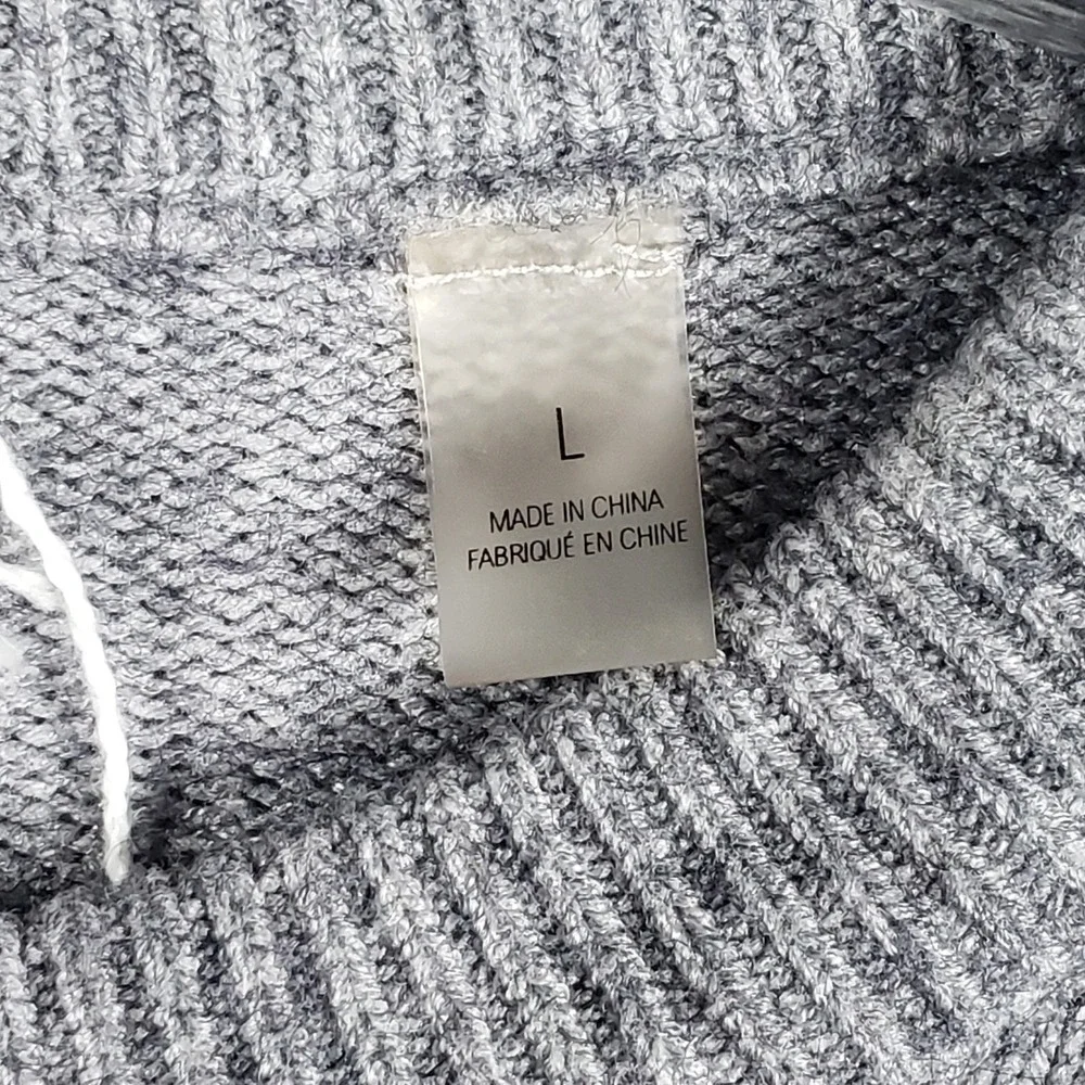 Tahari Womens Sweater‎ Pullover L Gray Knit Crewneck Long Sleeve Casual RN 93178