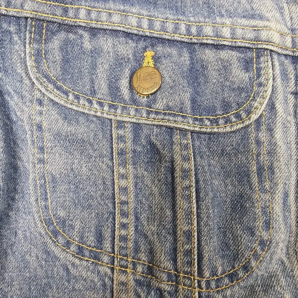 Vintage 80s Lee Riders Denim Jacket 42 Medium 101J Biker Trucker Jean Workwear