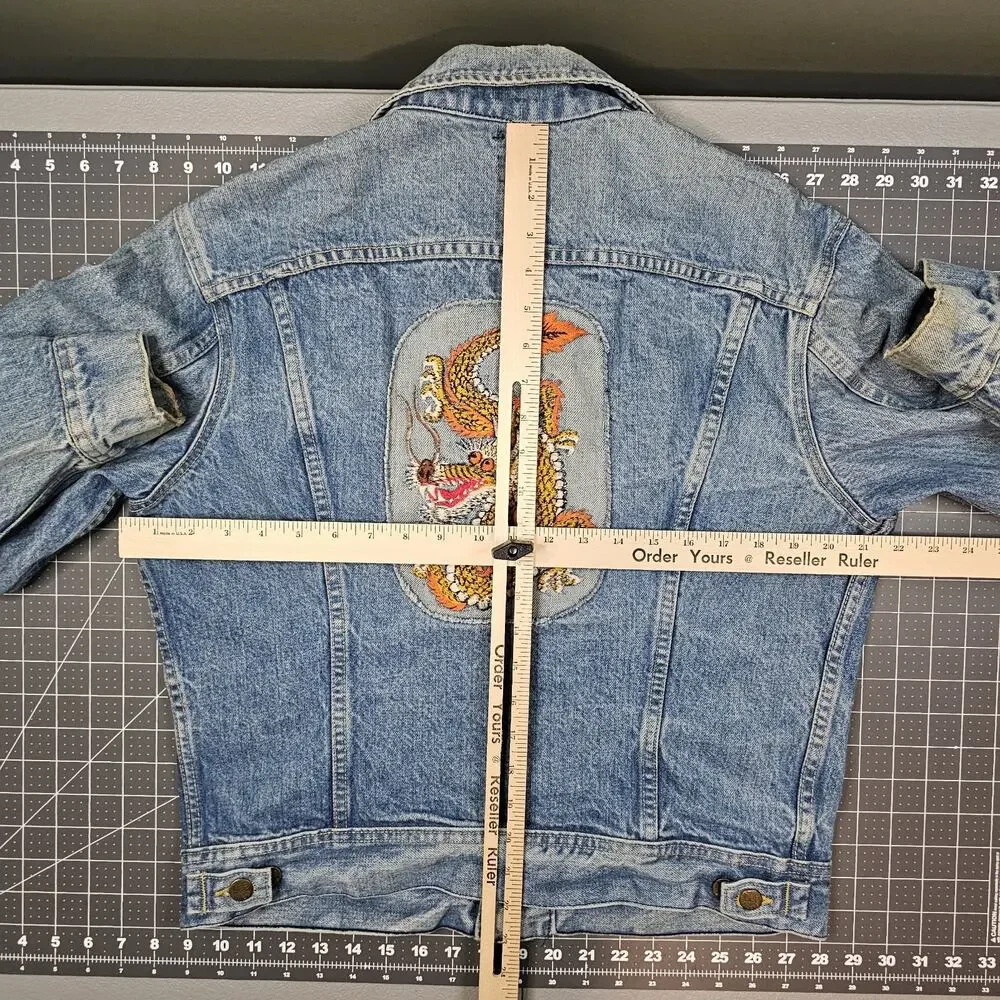 Vintage 80s Lee Riders Denim Jacket 42 Medium 101J Biker Trucker Jean Workwear