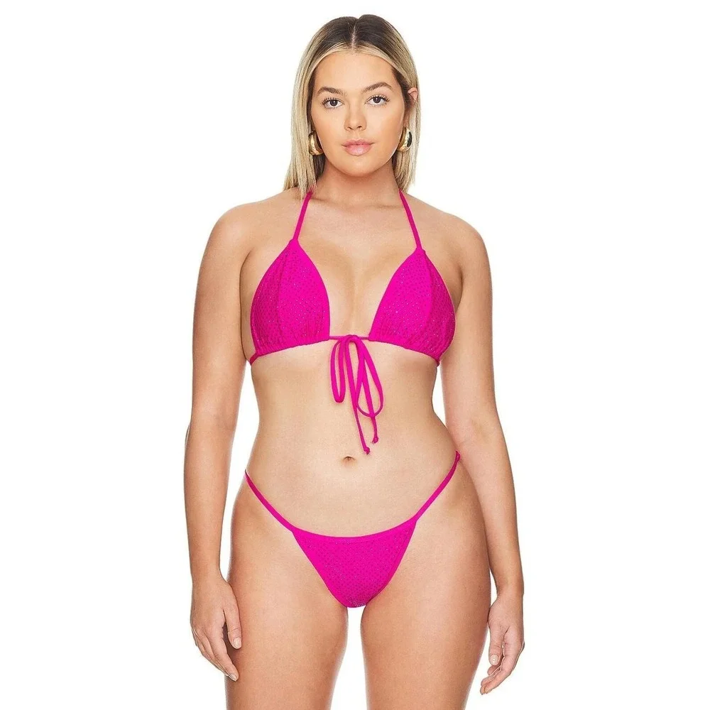Good American NWT Tie Front Tiny Ties Bikini Top - Size XL - MSRP $89